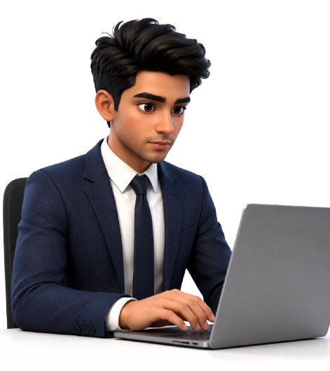 Working on laptop